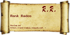 Renk Rados névjegykártya
